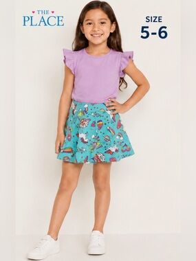 The Children’s Place Unicorn Rainbow Skort Size 5/6 Girls Cute Fun Print